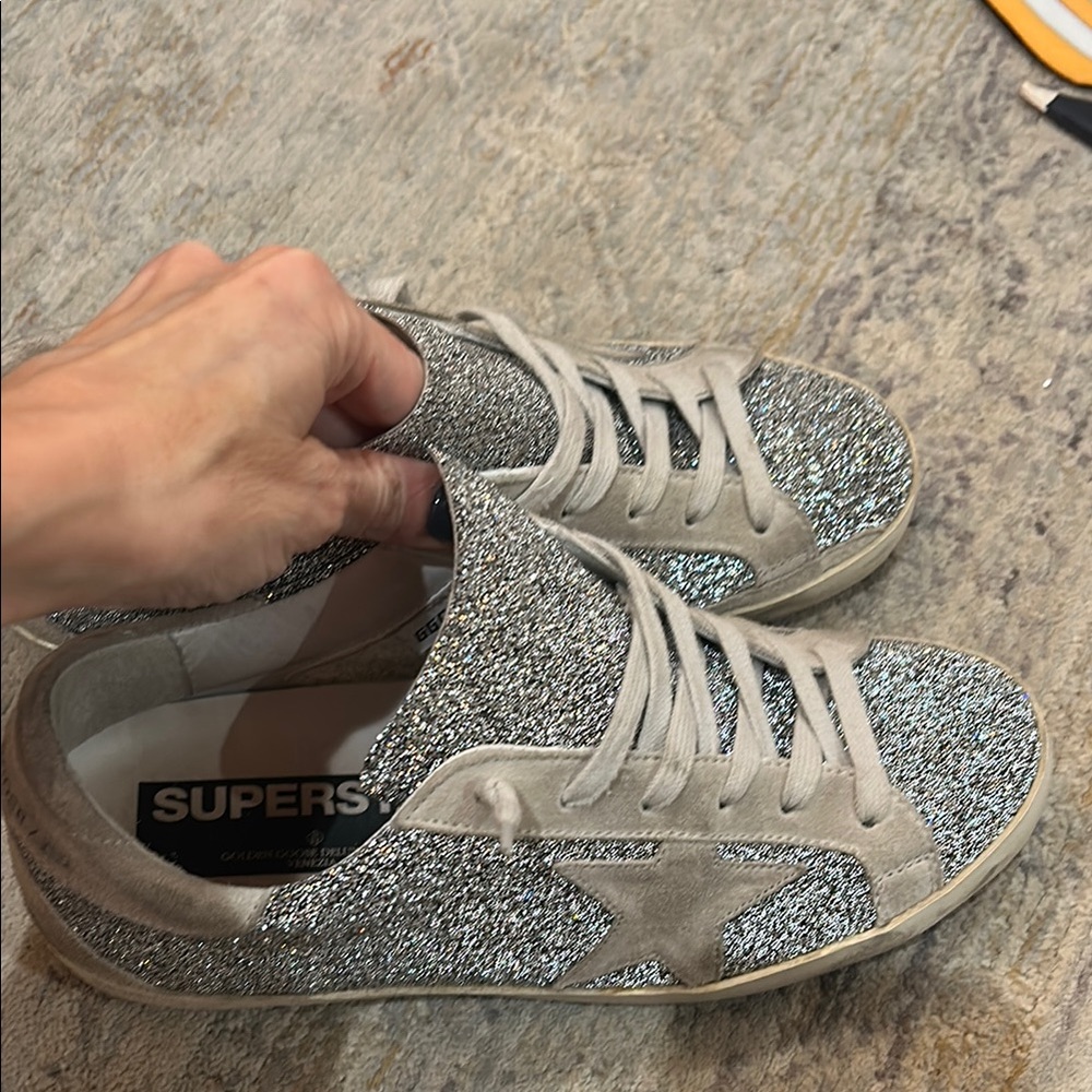 Women’s Super-Star LAB with white star and Swarovski glitter upper